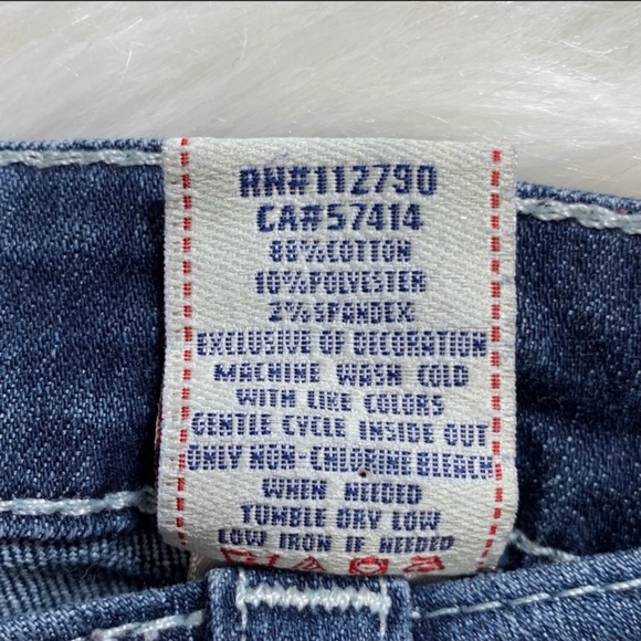 True Religion Straight Leg Low Rise Medium Wash Logo Embroidered Jeans - Picture 10 of 10